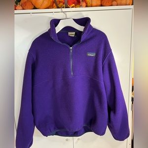 LL BEAN Vintage 90s Fleece 1/2 Zip Pullover Purple Womens Sz L Made In USA